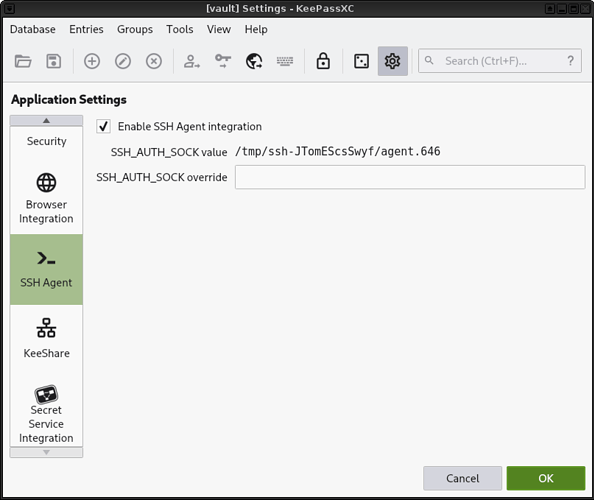 enable ssh agent integration