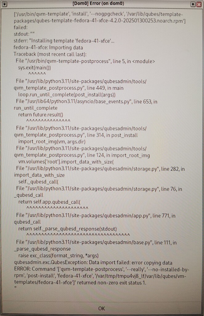 Error while installing (something with Fedora) - User Support - Qubes ...