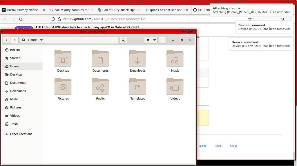 Adding USB HDD as device removes partitions, isnt accessible. Adding