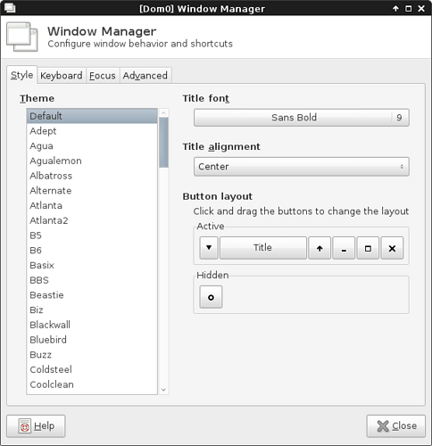 window manager dialog