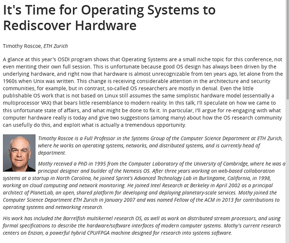 It's Time for Operating Systems to Rediscover Hardware