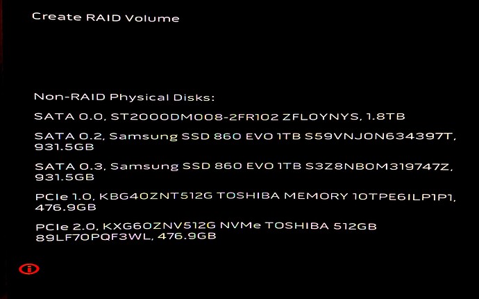 List of disks in BIOS