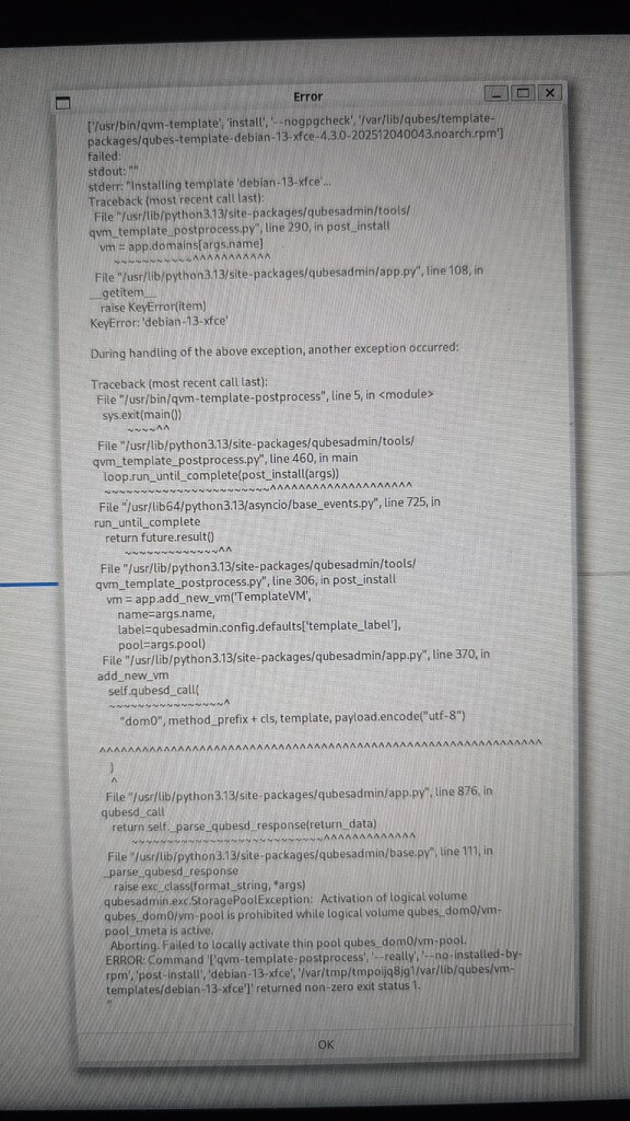 Can't install Qubes 4.3, error message at post-install - General ...